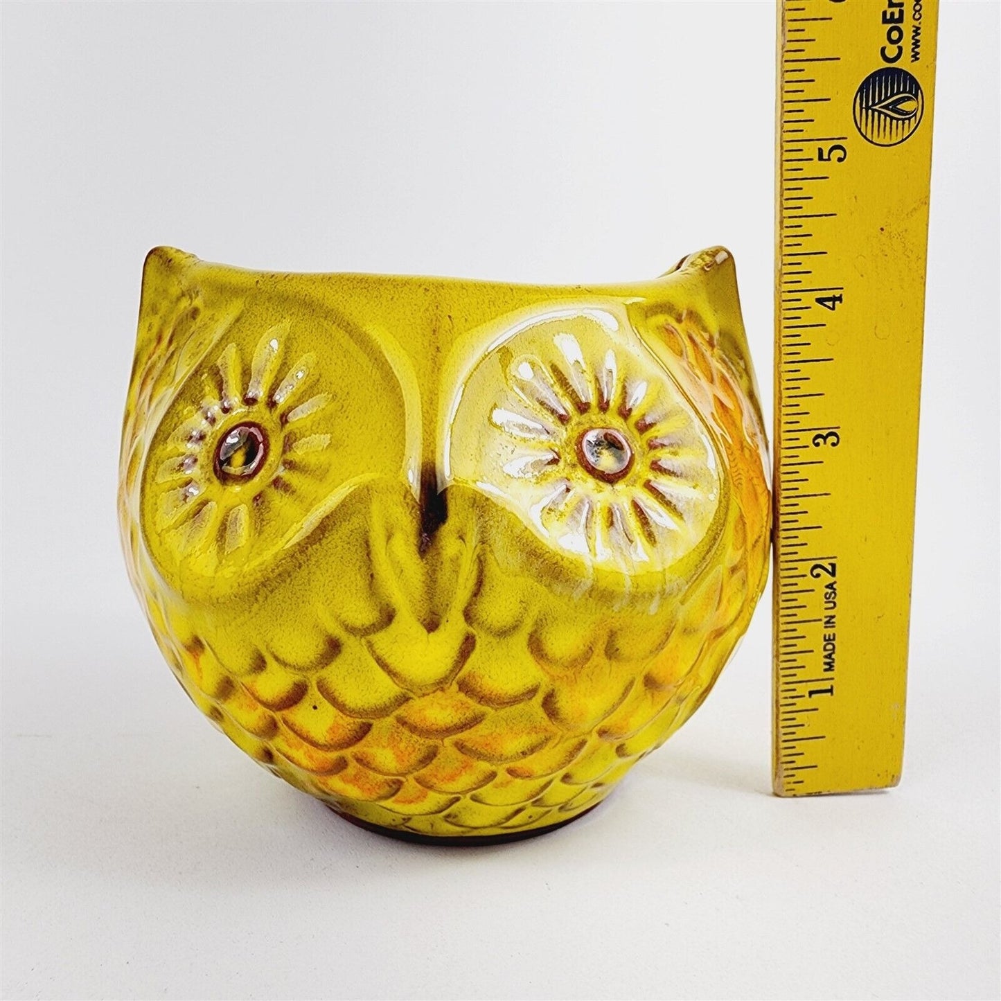 Vintage Pacific Stoneware People Lover Jean Ellsworth Yellow Owl Planter - 4"