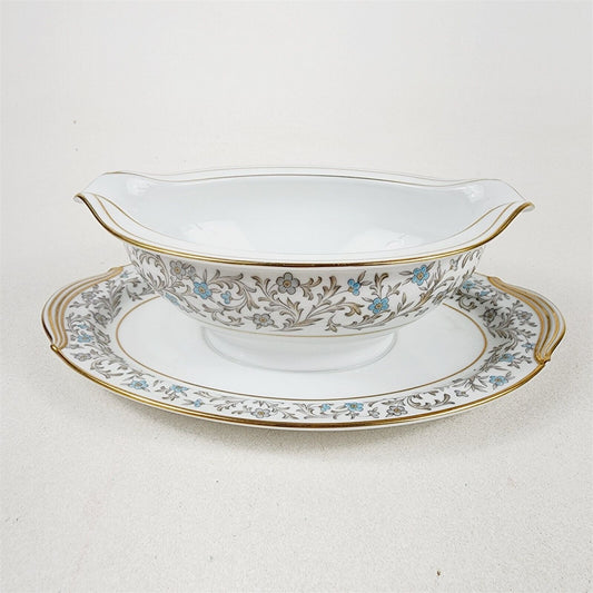Noritake Dover 5633 Handles Gravy Boat w/ Attached Underplate