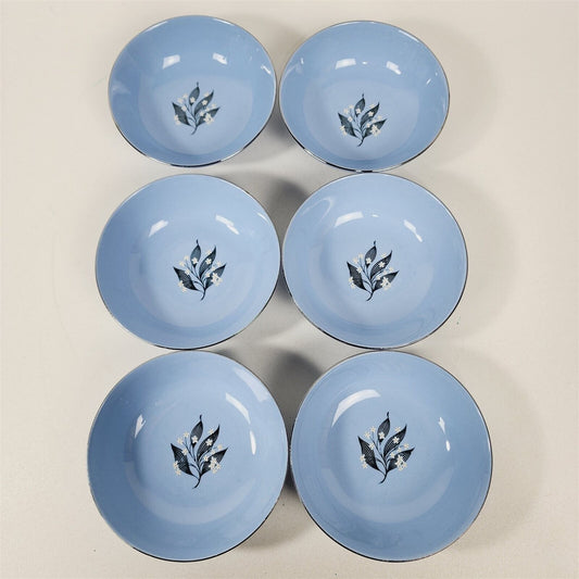 6 Vintage Homer Laughlin Skytone Blue Mist Dessert Berry Bowls - 5 3/8"
