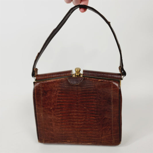 Vintage Madwed Lizard Skin Purse Clamshell Handbag