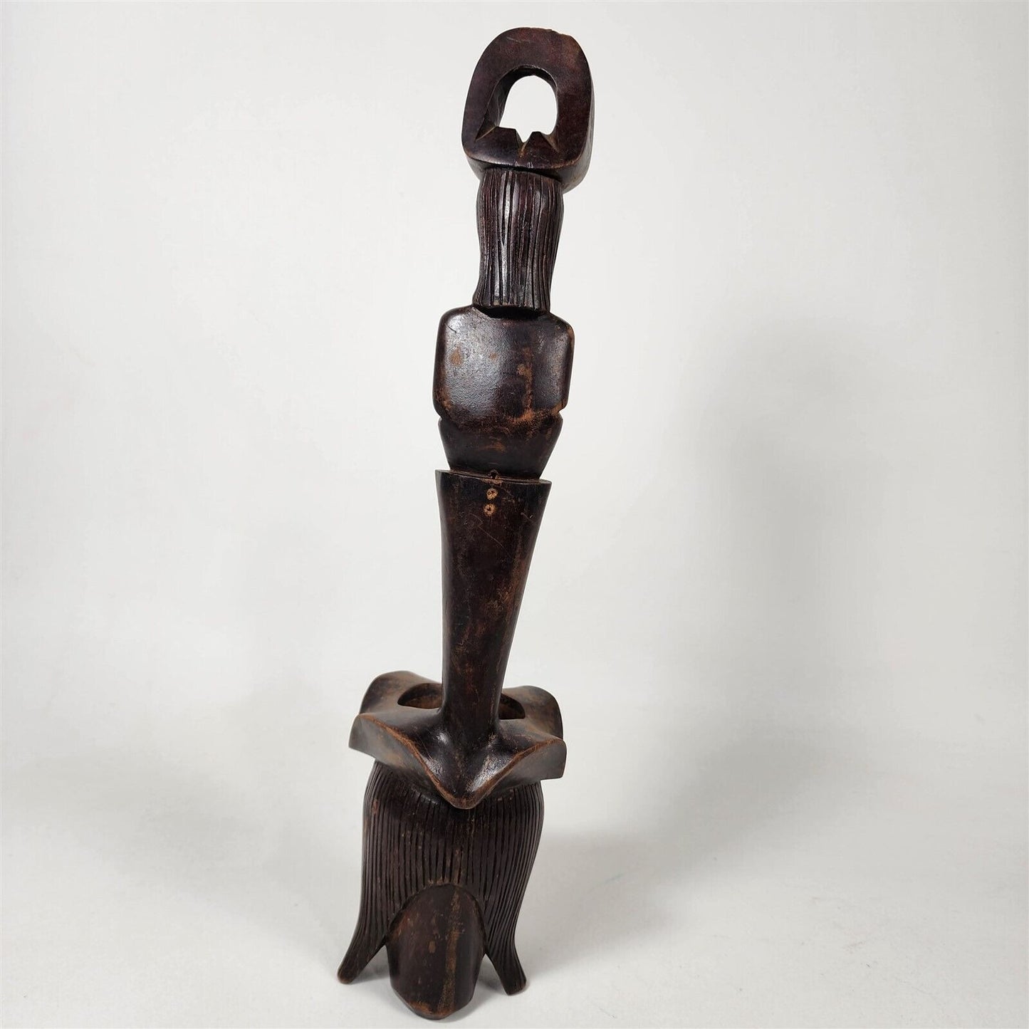 Vintage African Fertility Statue Carved Wood Tribal Art - 16" tall