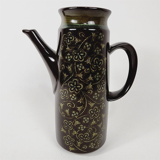 Vintage Franciscan Madeira Earthenware Green Brown Floral Coffee Pot Pitcher
