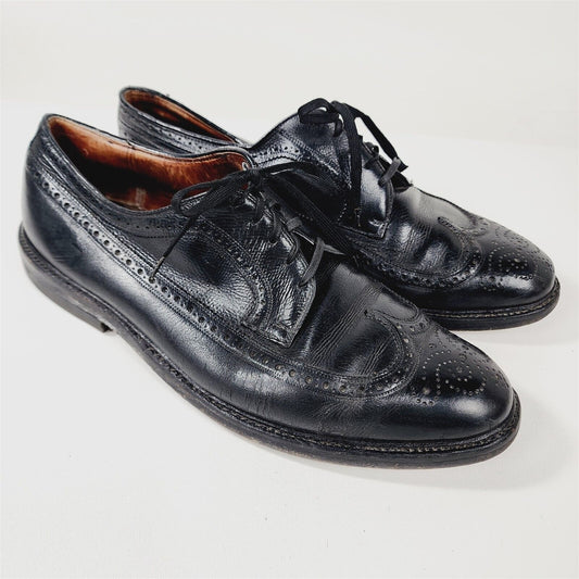 Vintage Black Leather Wingtip Oxfords Dress Shoes Size 11.5