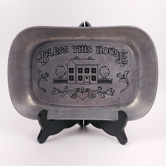 Wilton Armetale Pewter Bless This House Bread Platter Serving Tray