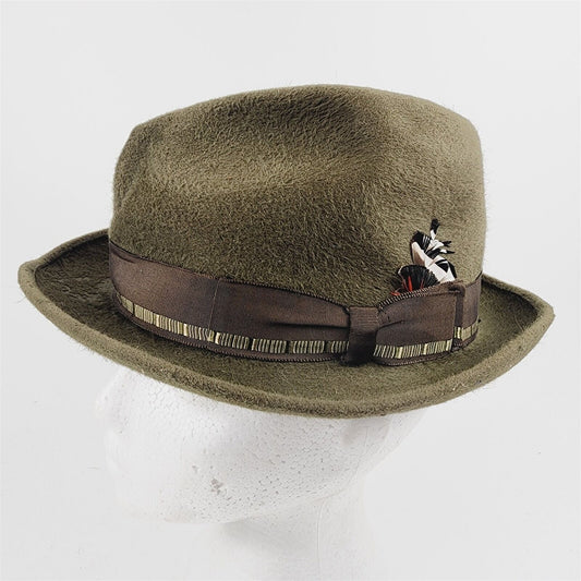 Vintage Towncraft Fedora Green Hat 3X Size 7