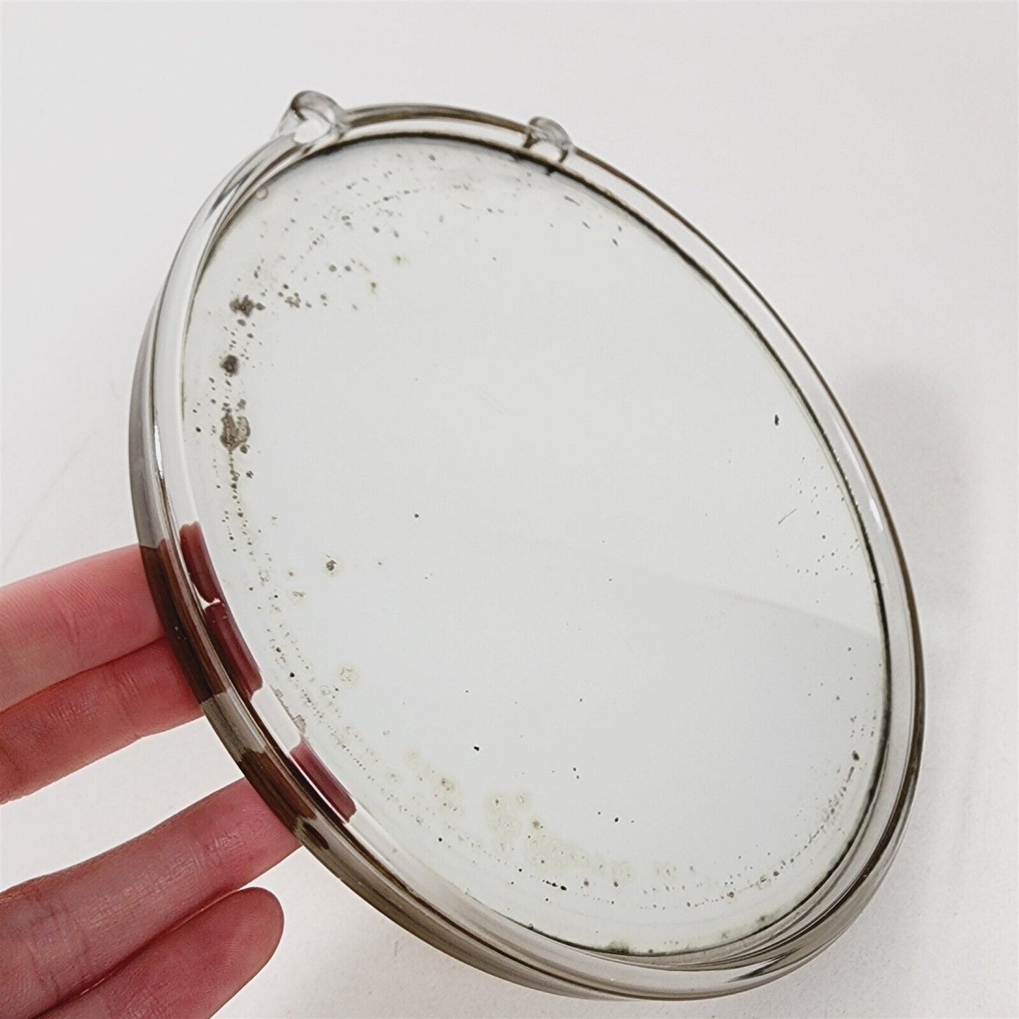 Vintage Shaving Vanity Mirror All Glass Frame & Stand - 7" Diameter