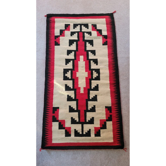 Vintage Navajo Rug Red & Black 60" x 32"