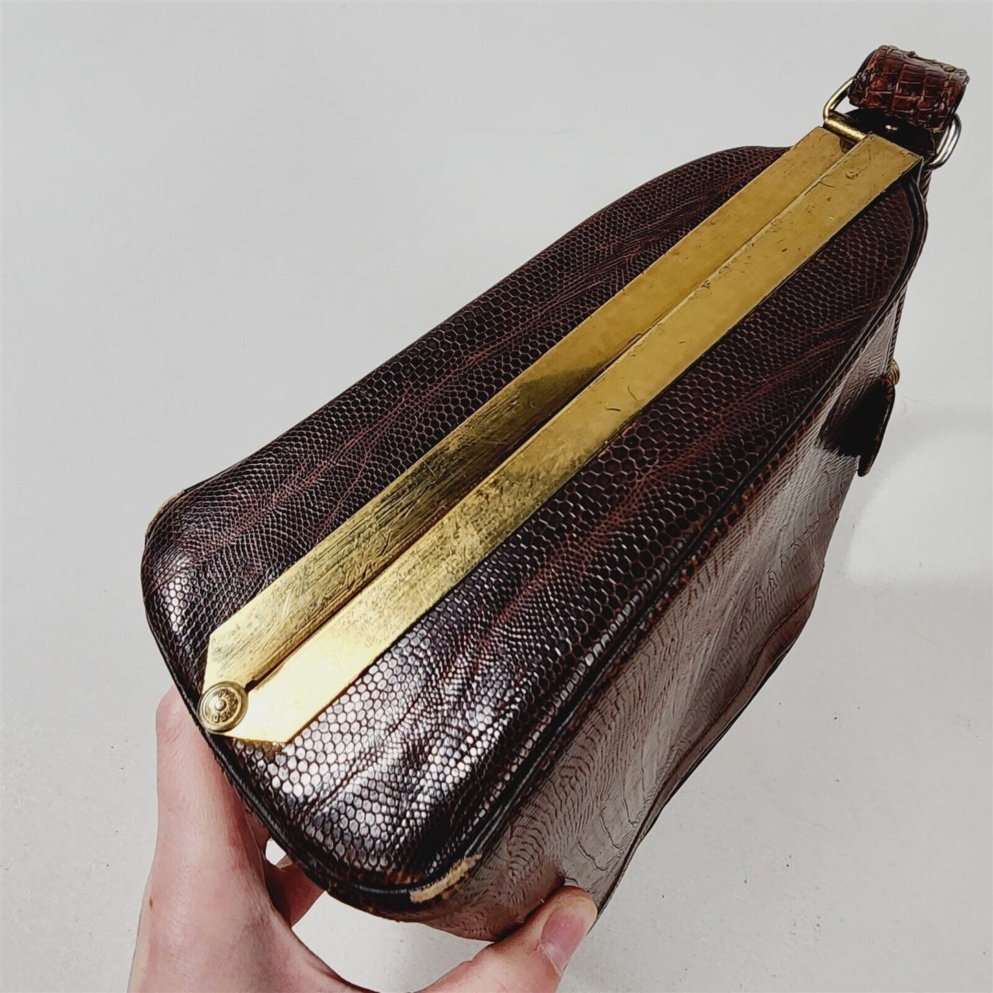 Vintage Madwed Lizard Skin Purse Clamshell Handbag
