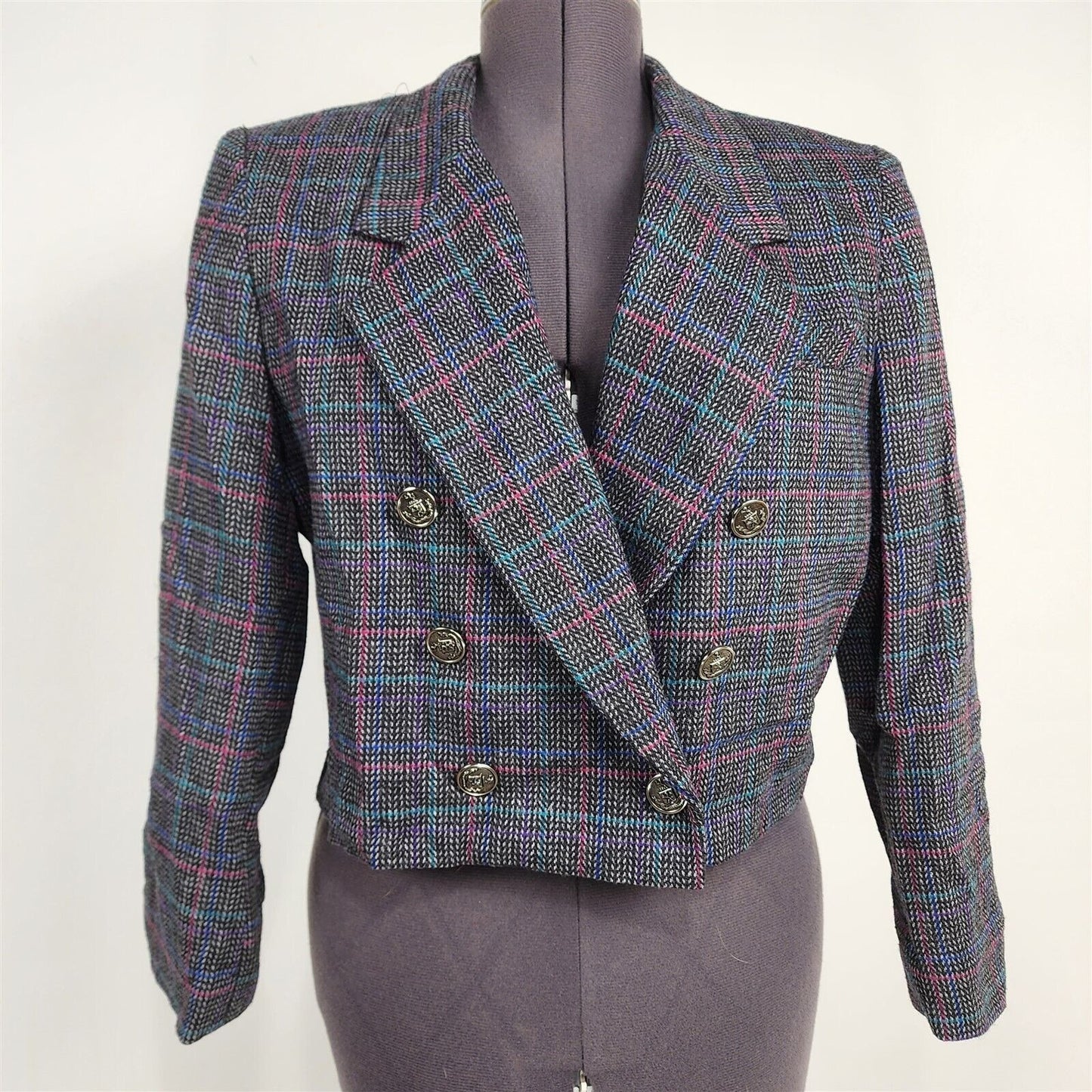 Vintage Norton McNaughton 1980s/90s Gray Herringbone Jacket Skirt Suit Set