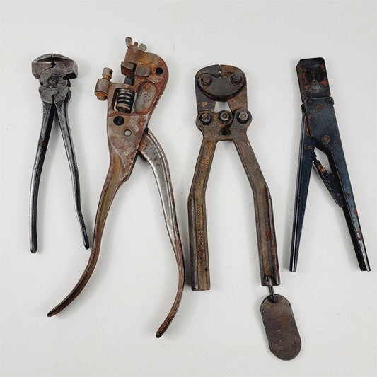 4 Vintage Crimping Wire Cutter Hand Tools Pliers