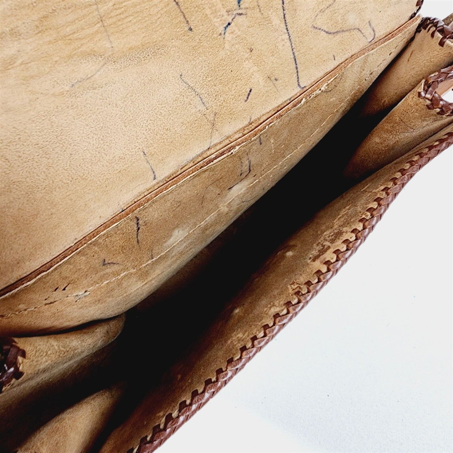 Vintage Hand Tooled Leather Purse Western Floral Laced Shoulder Bag GMB Initials