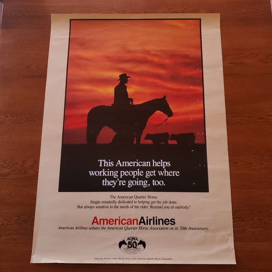 American Airlines American Quarter Horse Association Cowboy Sunset Cattle