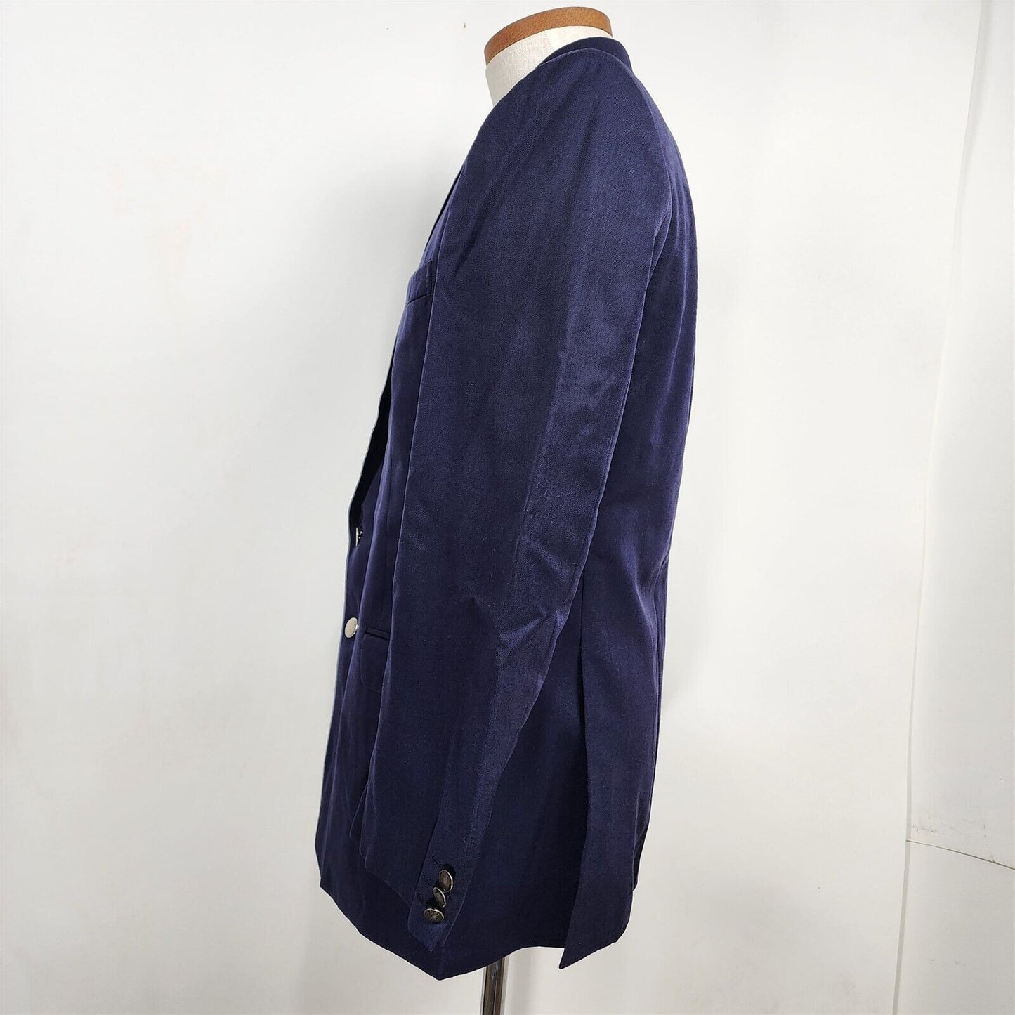 Vintage Navy Blue Wool 2 Button Suit Jacket Sport Coat Size 40 Reg