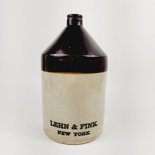 Vintage 1 Gallon Lehn & Fink New York Advertising Stoneware Jug - 11 1/2" tall