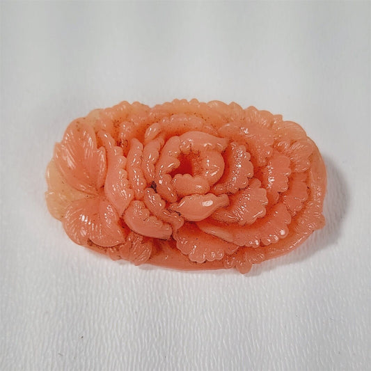 Vintage Light Pink Faux Coral Flower Oval Pin Brooch