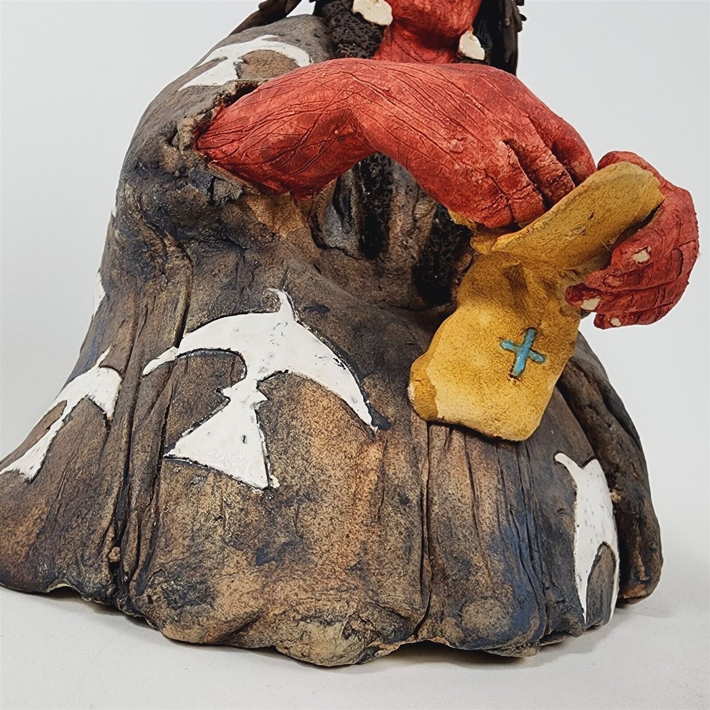Glen LaFontaine Native American Art Pottery Bird Soldier Figure