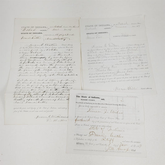 3 Antique 1860's Court Documents Indiana Wabash Attempting to Provoke Minor Beer