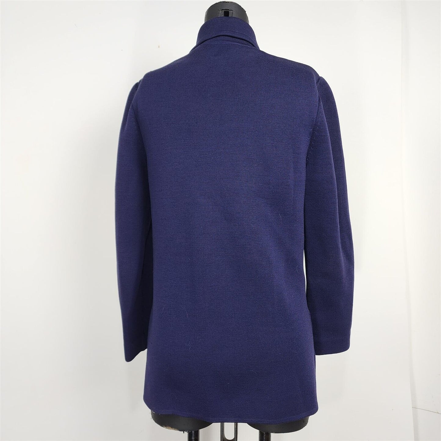 Vintage Cyn Les Navy Blue Wool Double Breasted Cardigan Sweater Size 8
