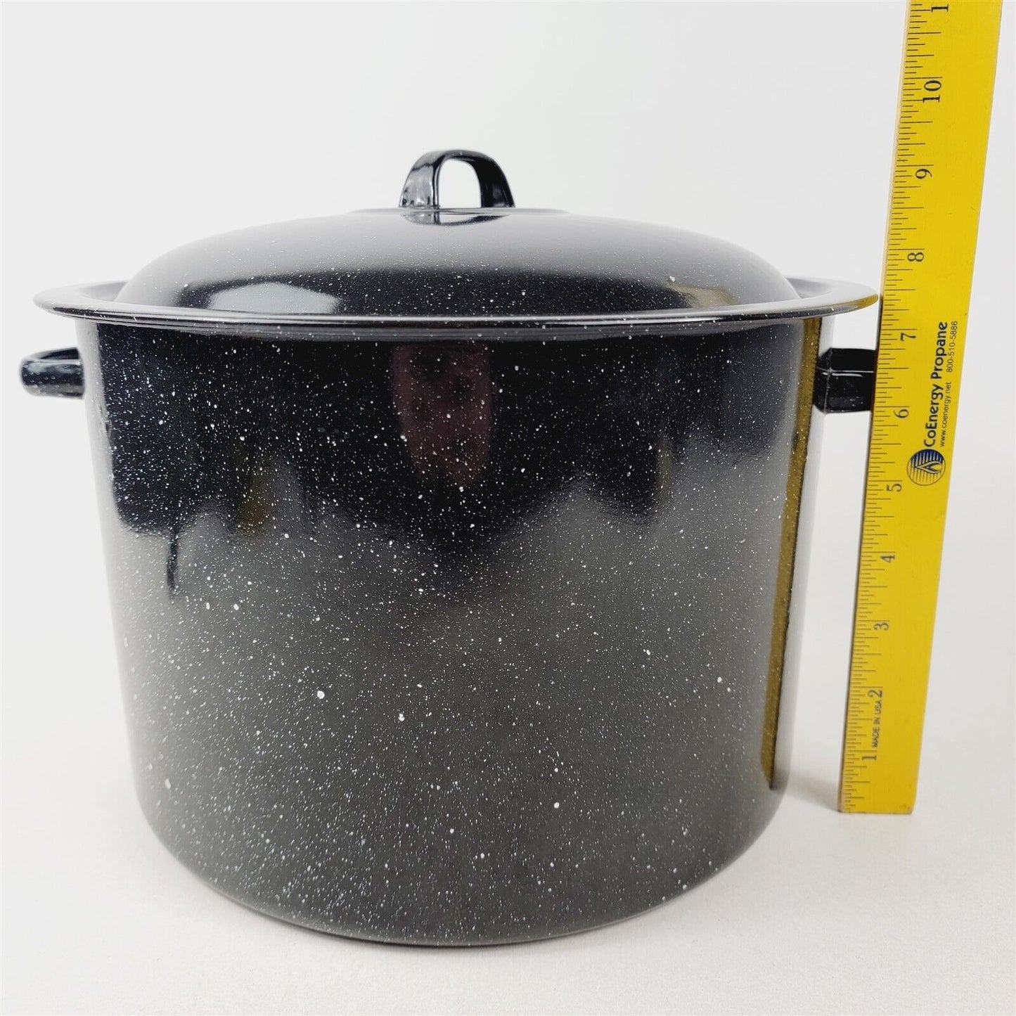 Cookware Vintage Canning Stock Pot Black Enamel Speckled w/ Lid