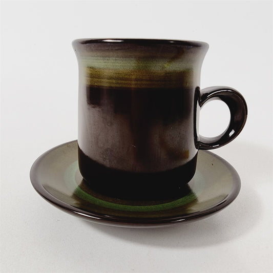 Vintage Franciscan Madeira Earthenware Green Brown Floral Coffee Mug & Saucer