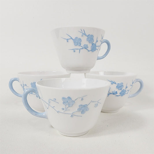 Spode Copeland China England Geisha Light Blue Set of 4 Tea Cups