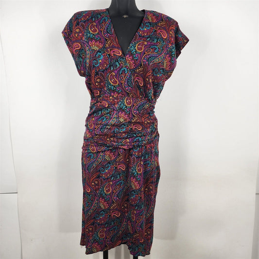 Vintage Benson & Smith Multi-Color Paisley Short Sleeve Dress Womens Size 9