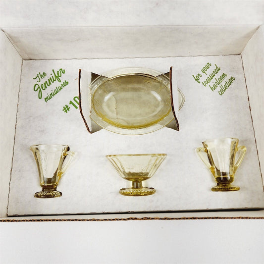 Vintage Mosser Glass Jennifer Set Miniature Gold #10 Creamer Sugar Pedestal Bowl