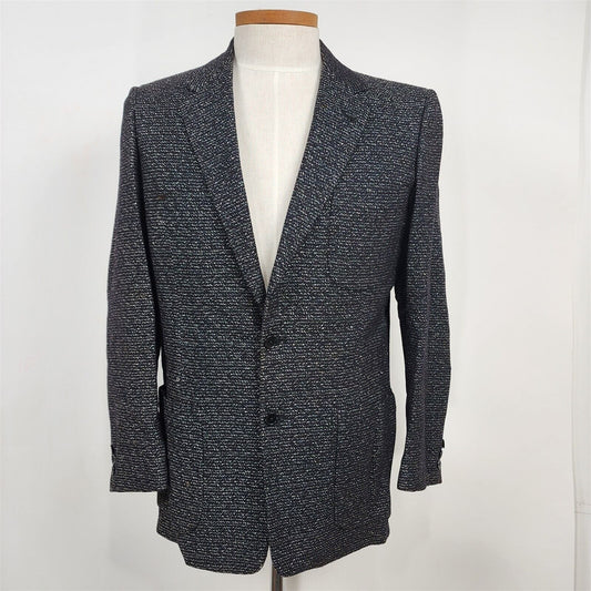 Vintage Middishade Black Tweed 2 Button Suit Jacket Sport Coat Size M