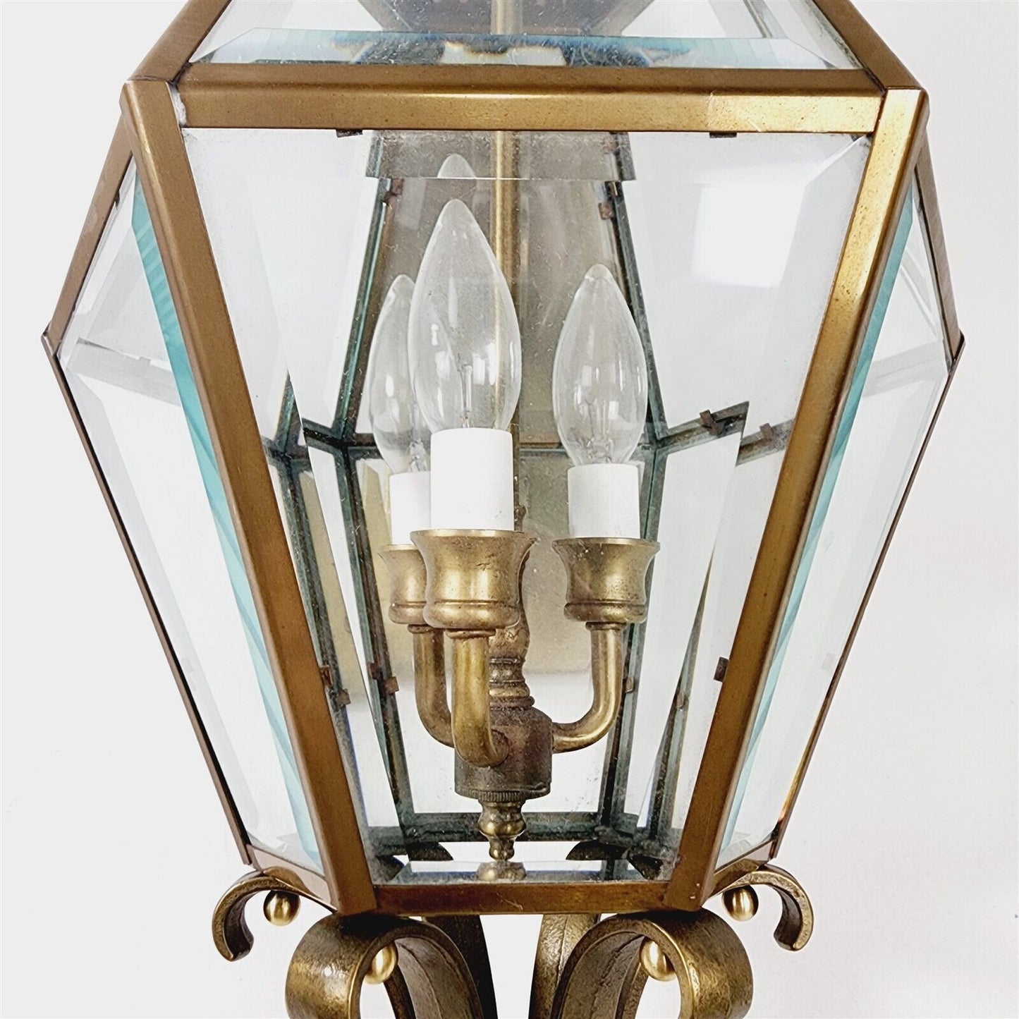 Vintage 1981 ELA NO. D-203 Brass Wall Lamp Beveled Glass Environmental Lighting