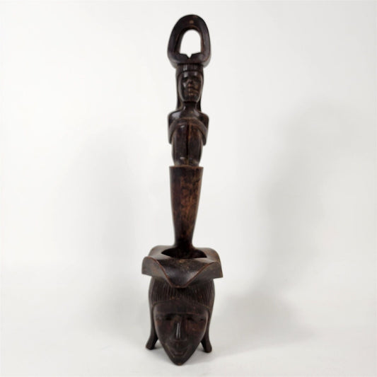 Vintage African Fertility Statue Wood Carved Tribal Art - 16" tall