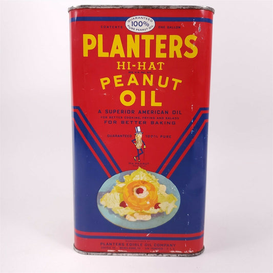Vintage Peanut Oil One Gallon "Full Tin" Advertising