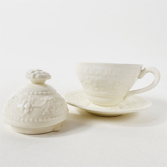Vintage Wellesley Wedgwood England Teacup & Saucer Set w/ Replacement Teapot Lid