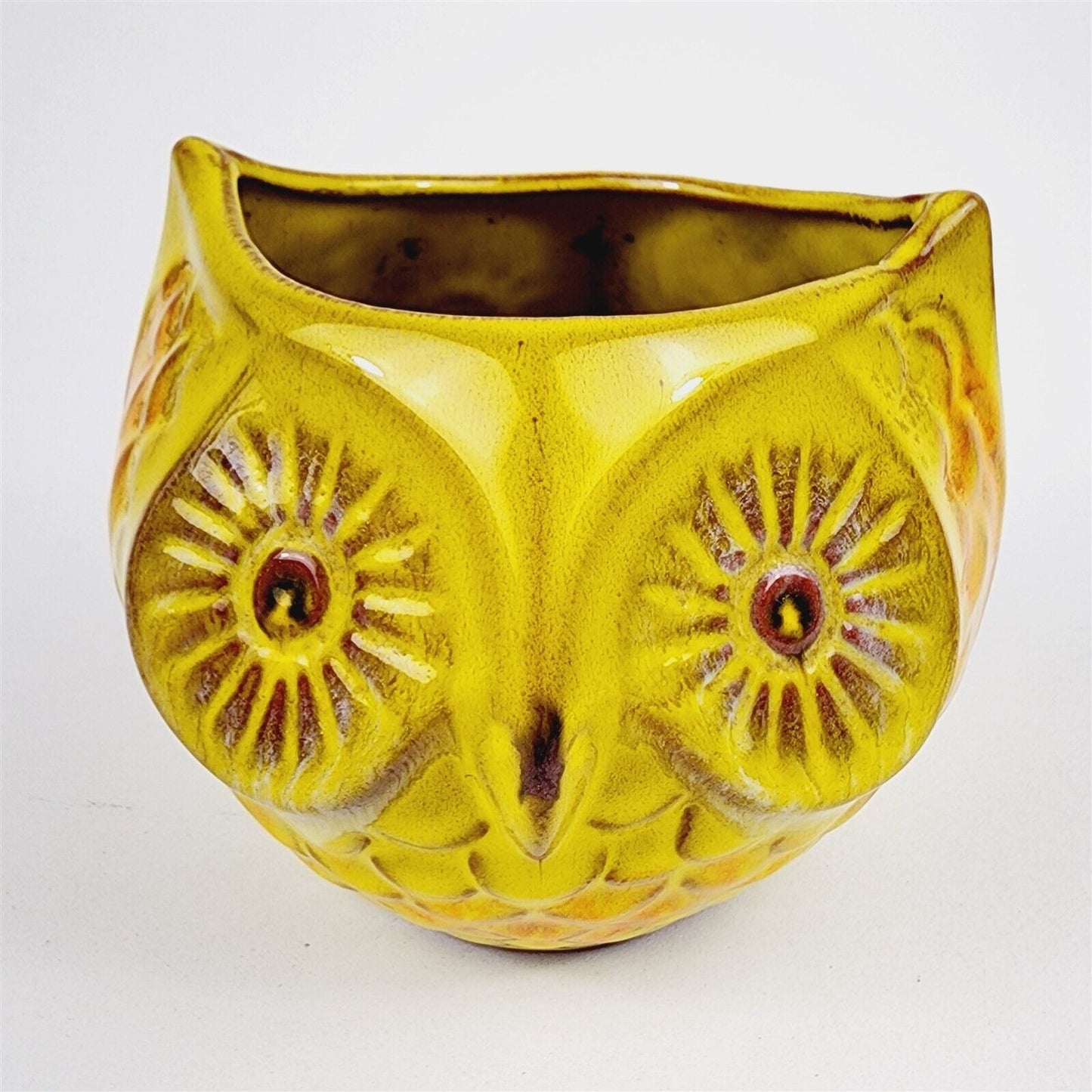 Vintage Pacific Stoneware People Lover Jean Ellsworth Yellow Owl Planter - 4"