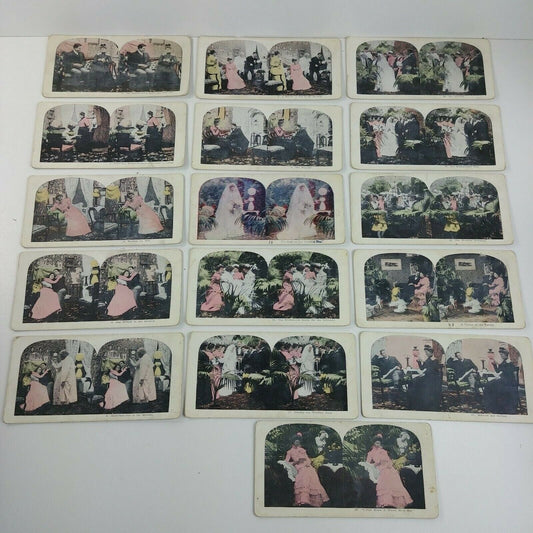 16 Wedding Bells Stereoview Stereoscope Cards Bashful Lover Courtship Love
