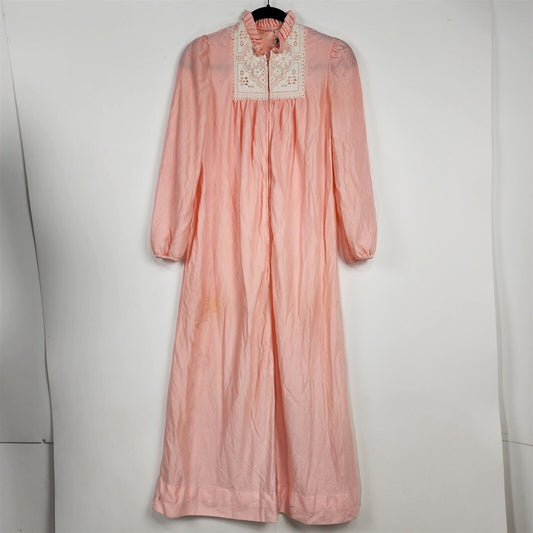 Vintage Mr Jac Jr Pink Zip Front Nightgown Robe Costume Theatre