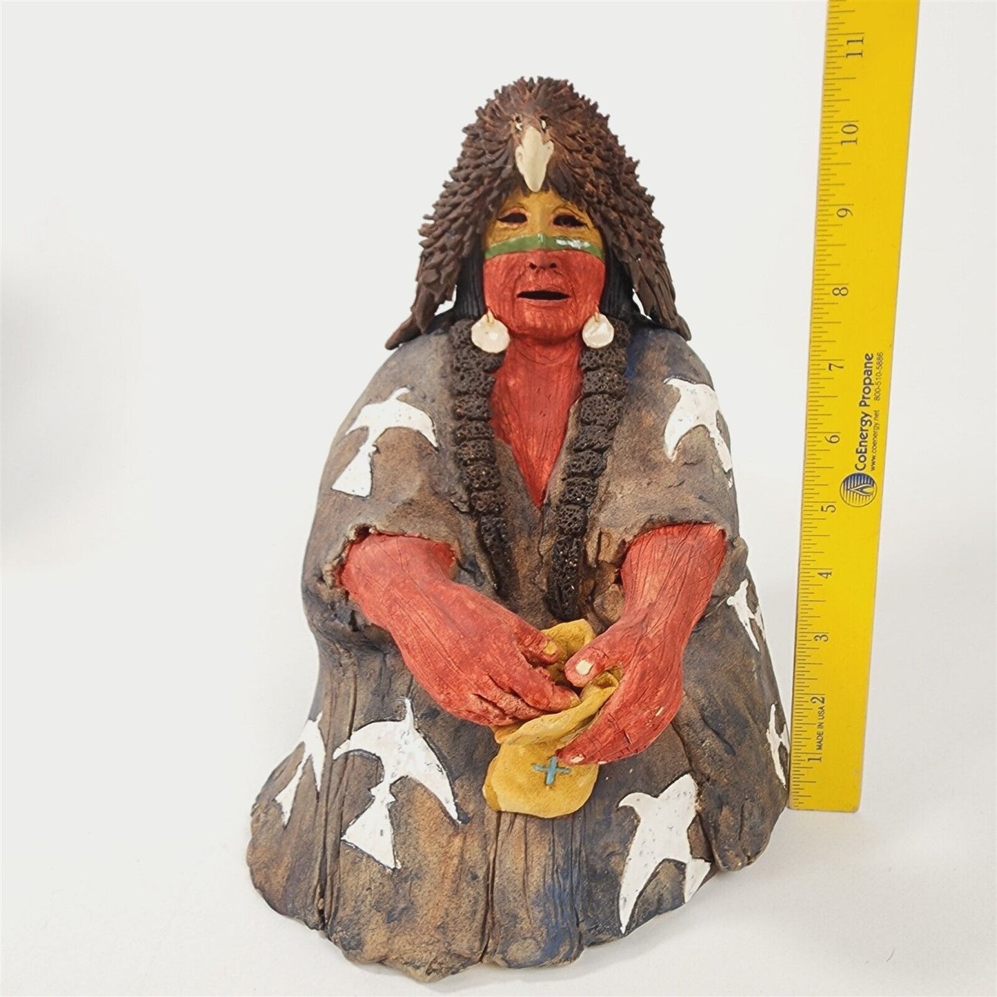 Glen LaFontaine Native American Art Pottery Bird Soldier Figure