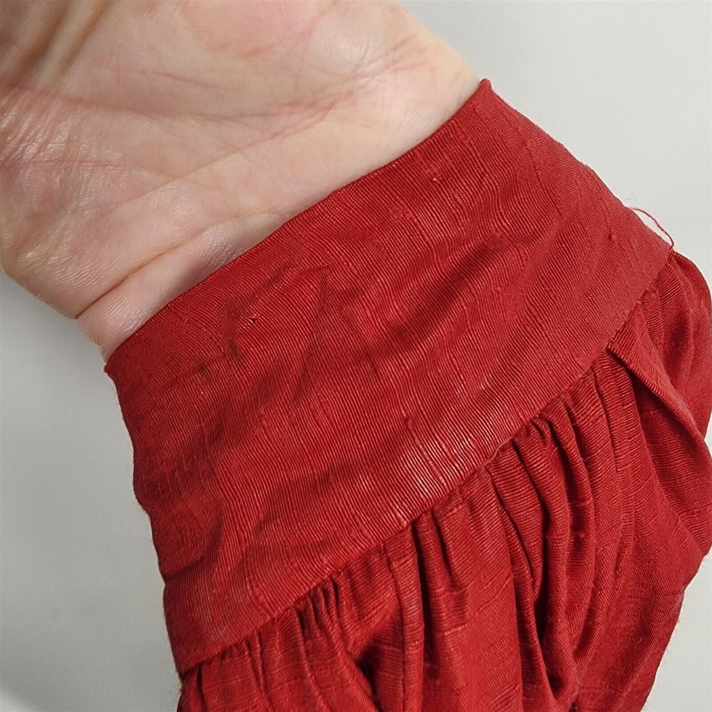 Vintage 1950s Womens Red Skirt Ruffle Trim Size 24" Waist