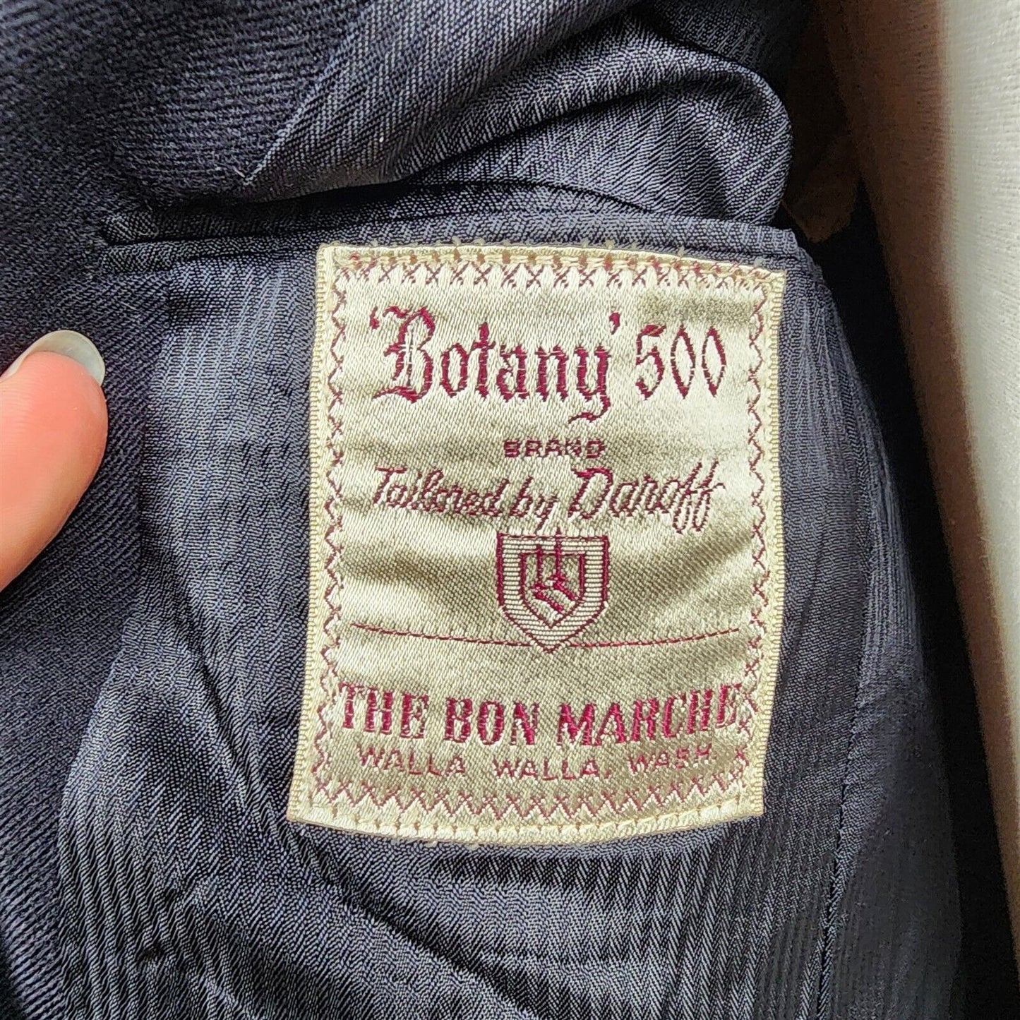 Vintage 1950s Botany 500 Navy Blue 3 Button Suit Jacket Sport Coat Size 37 Short