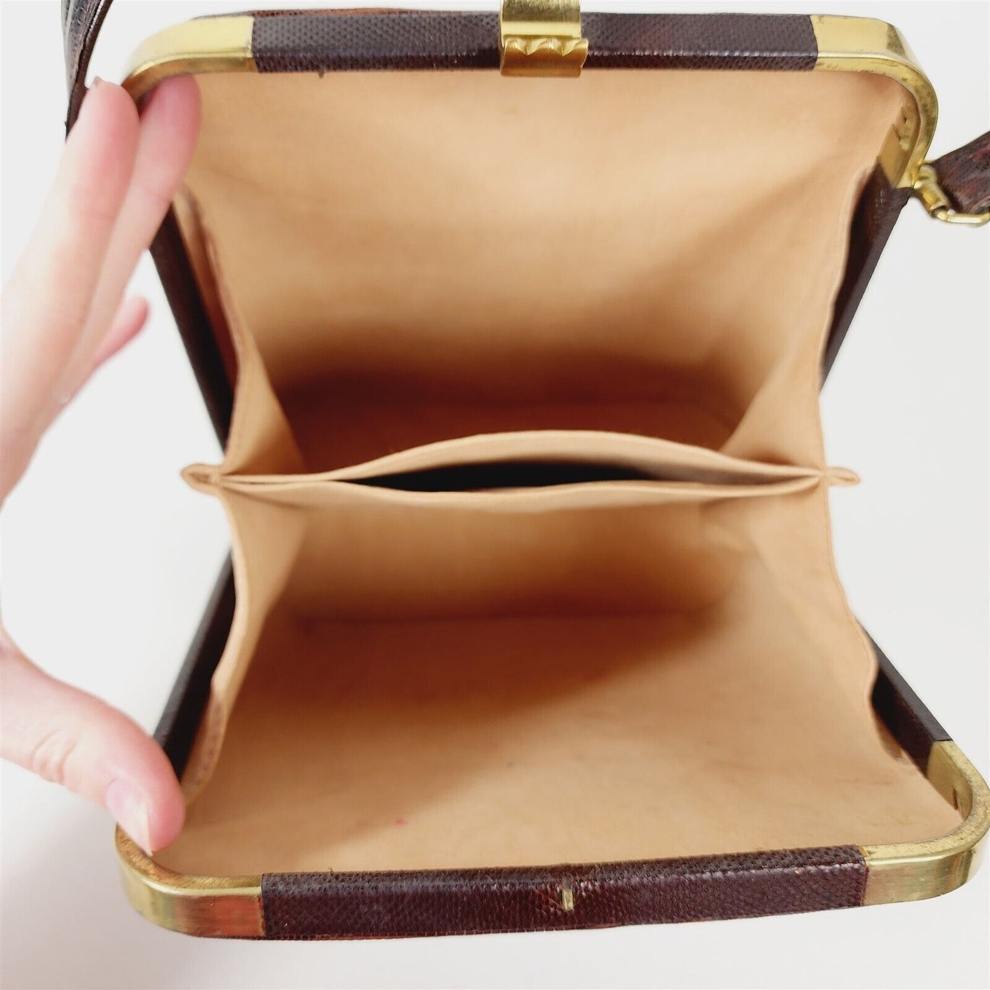 Vintage Lizard Skin Madwed Purse Clamshell Handbag