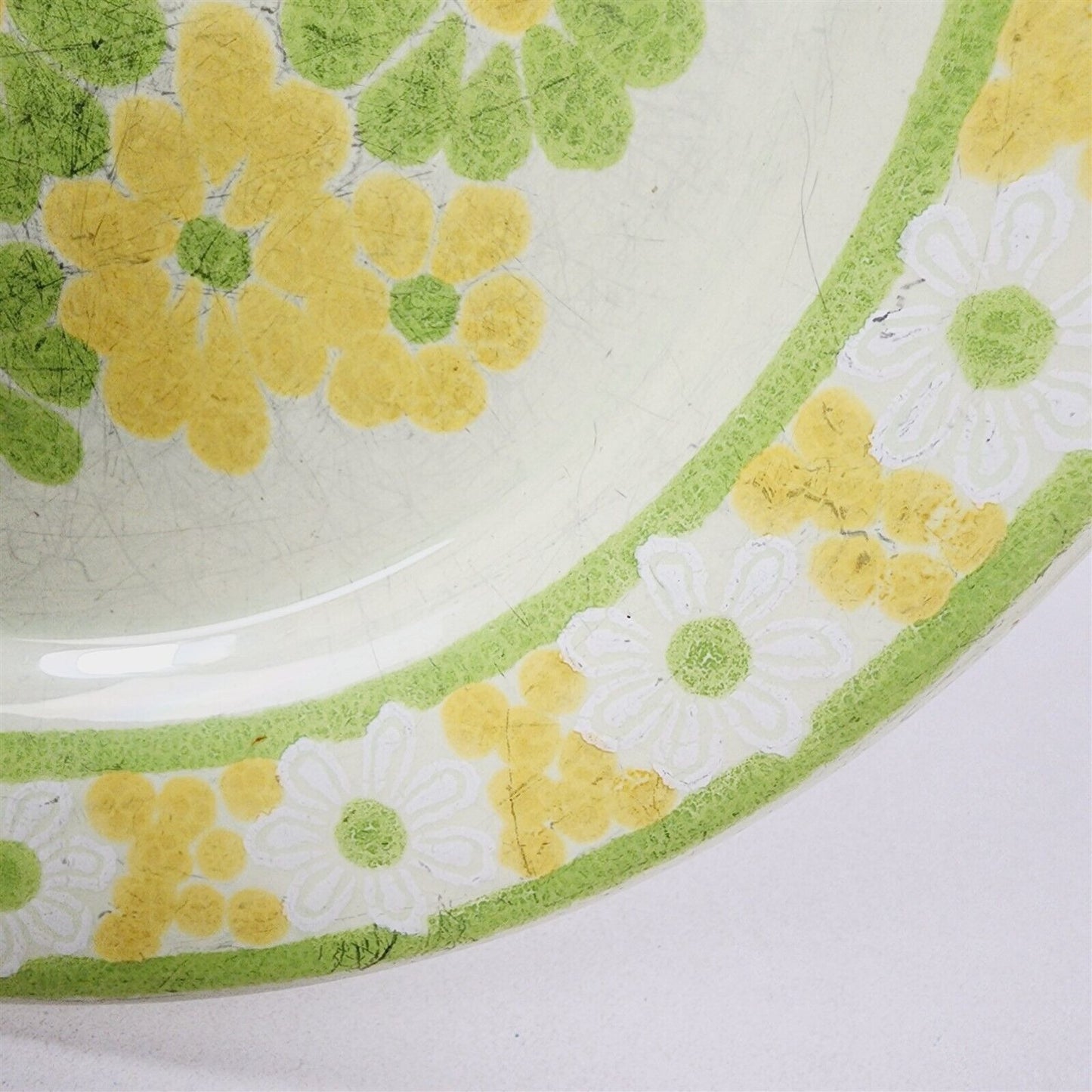 Vintage Franciscan Earthenware Picnic Green Yellow Floral Plates & Salt Shaker