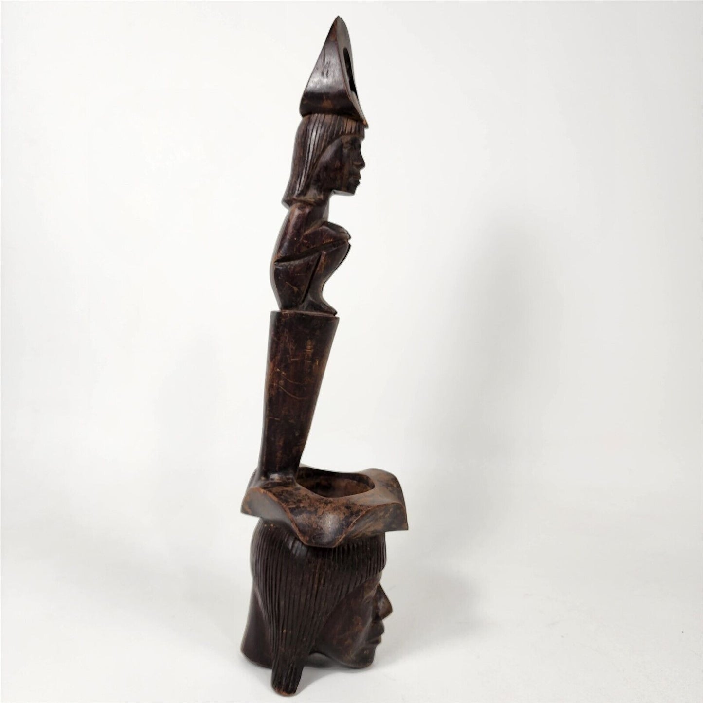 Vintage African Fertility Statue Carved Wood Tribal Art - 16" tall