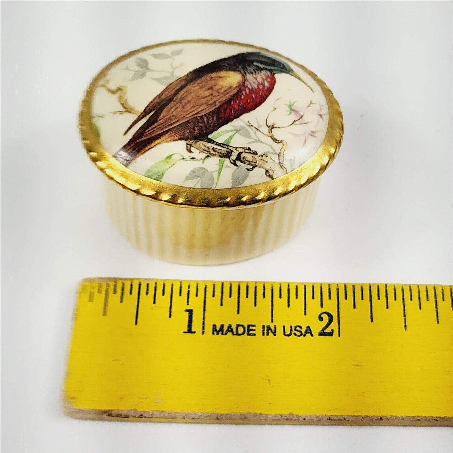 Vintage Aynsley Bone China Trinket Box Jar England Bird Oval