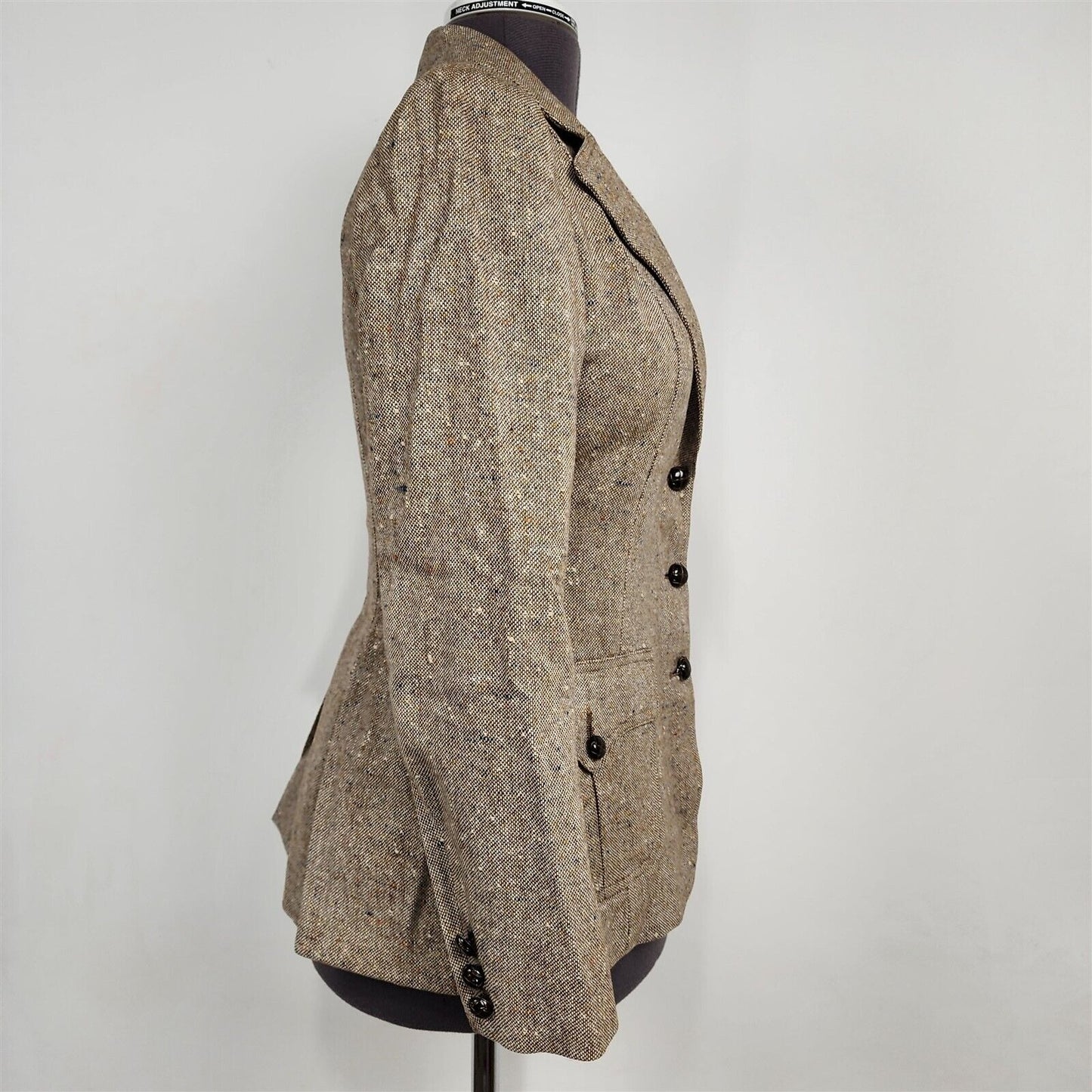Vintage 1970s Sir For Her Brown Beige Tweed Womens Blazer Jacket