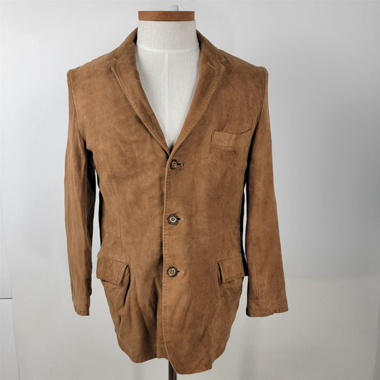 Vintage 1950s California Sportswear Tan Suede Button Front Leather Jacket Sz 40