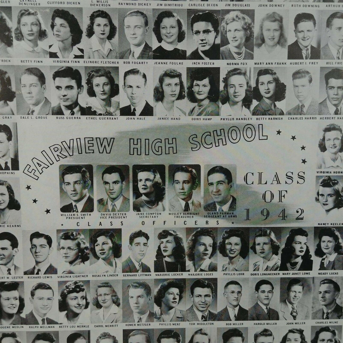 1942 Fairview High School Class Photo 26" x 19.25"