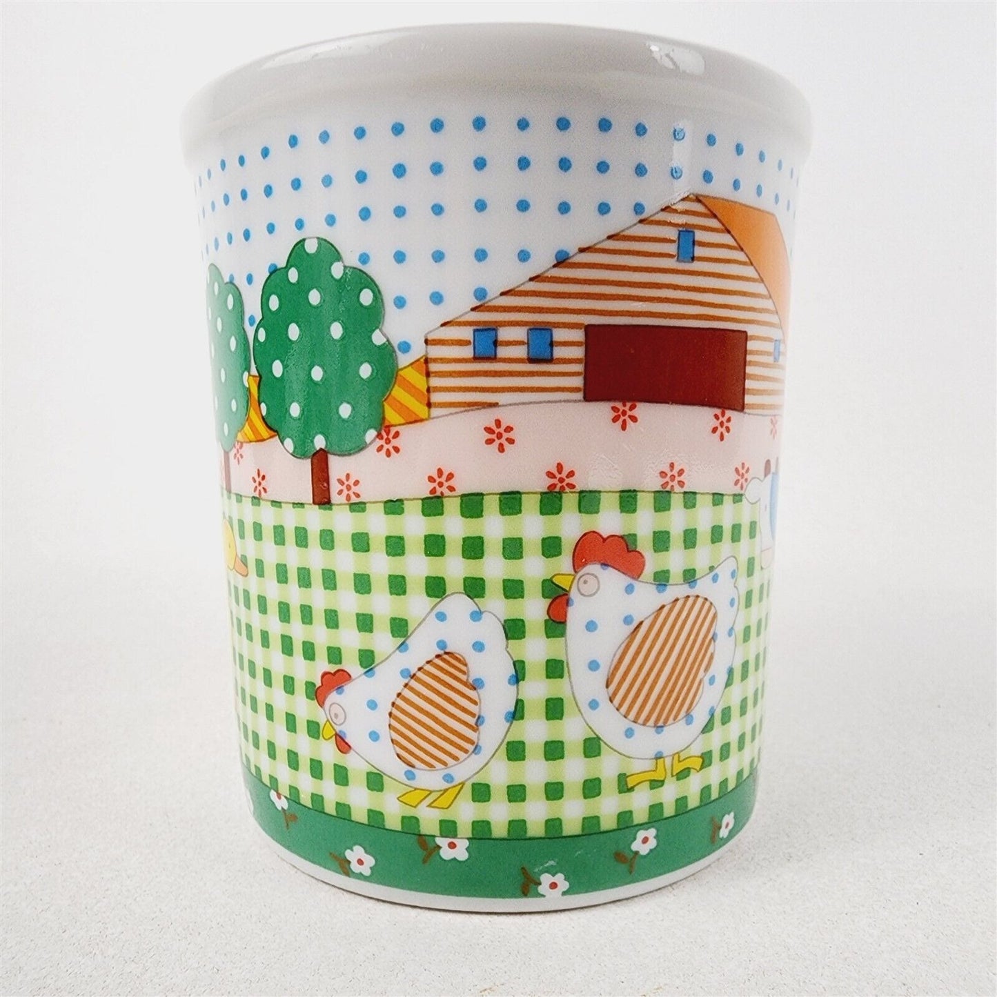 Vintage Coffee Cup Mug Country Quilt Ducks Blue Dot - 3 1/2" tall