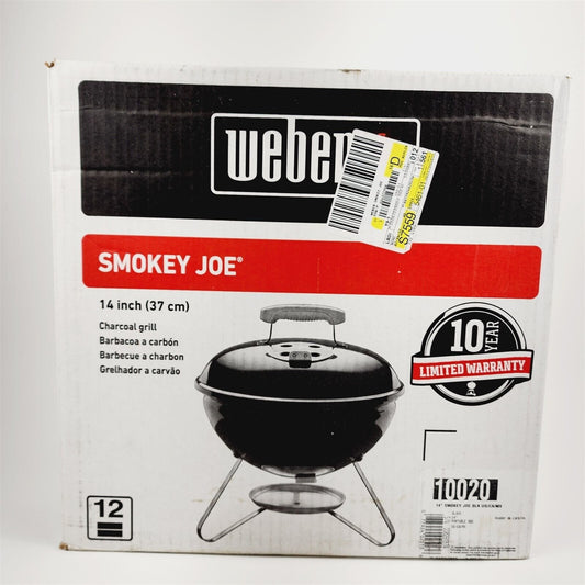 Weber Smokey Joe Charcoal Grill Model 10020 Black 14"