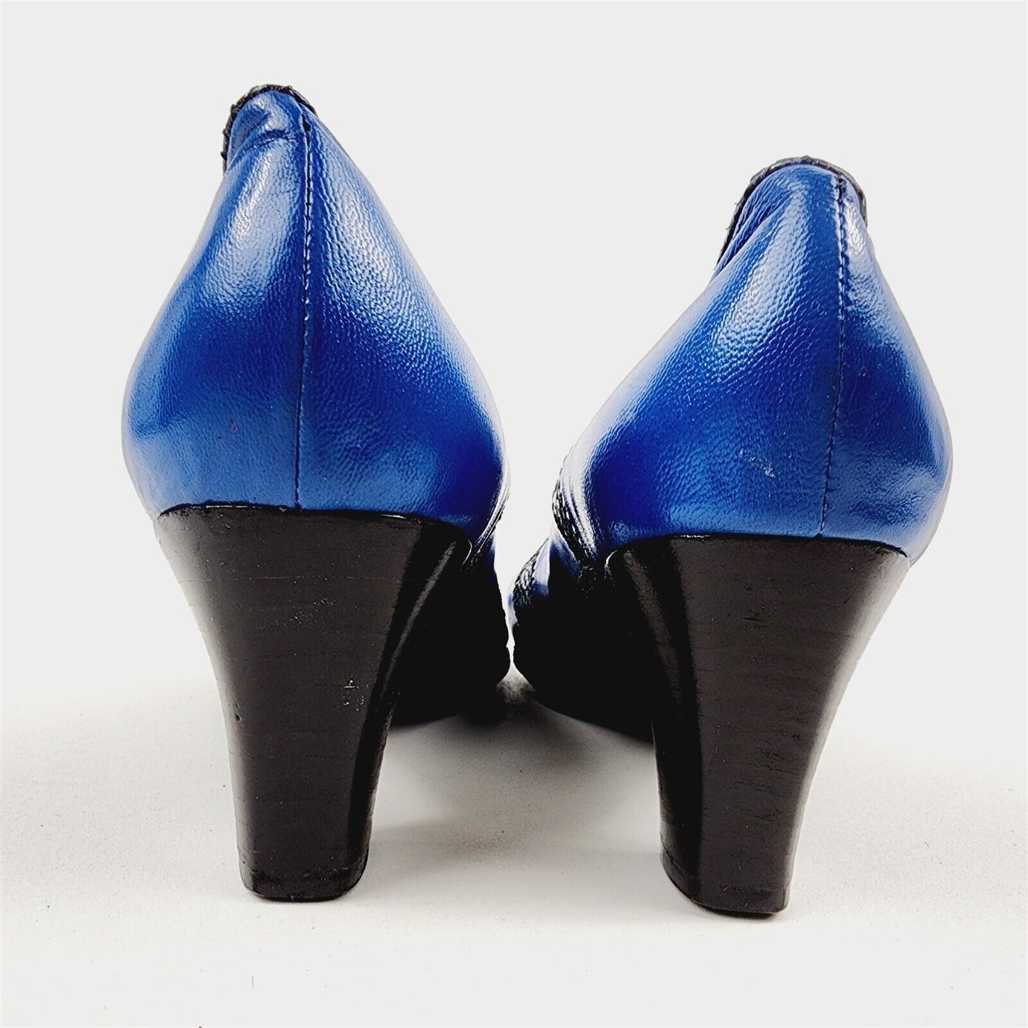 Vintage Jemellee Blue Snake Skin Leather Heels Shoes Womens Size 9