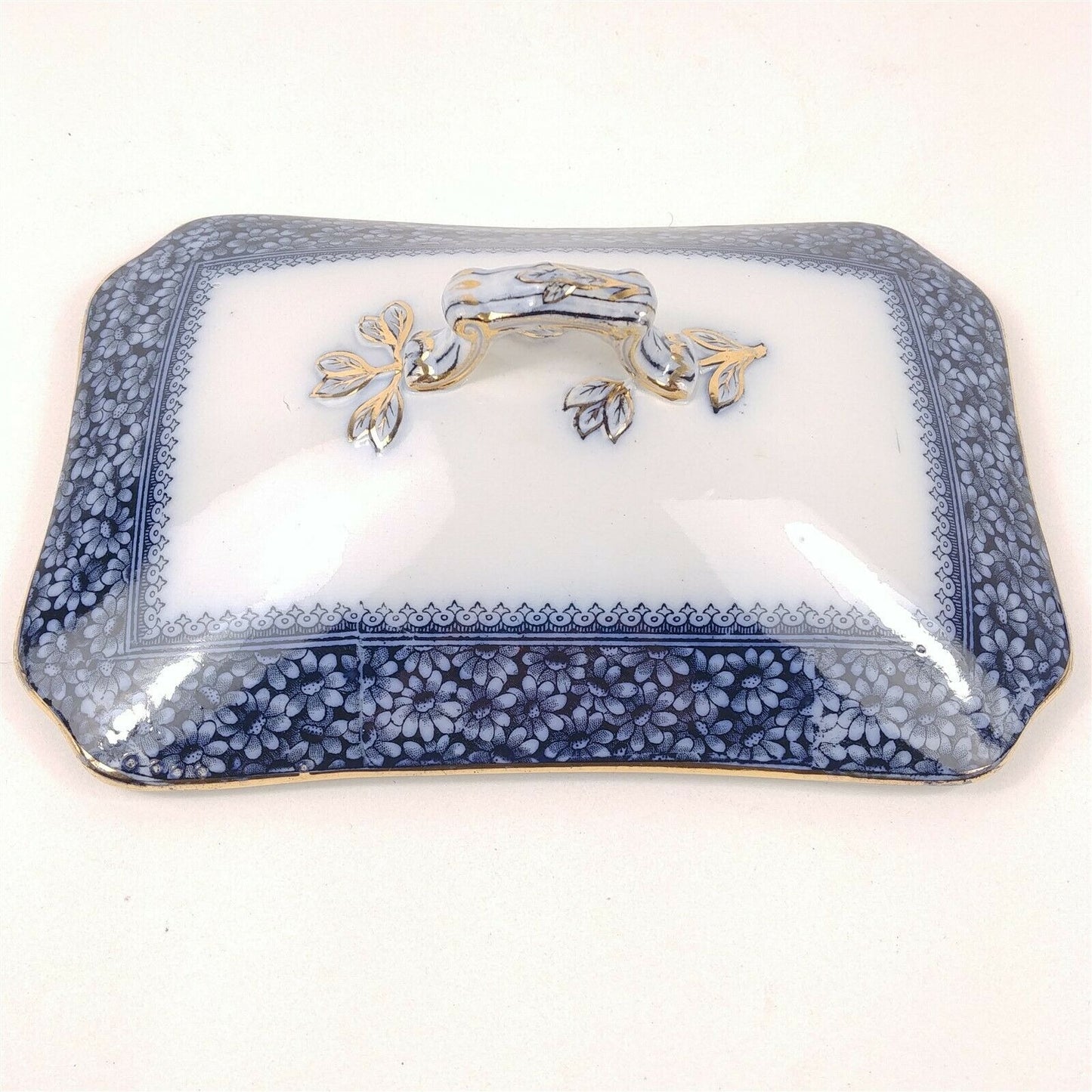Antique WAA William Alsager Adderley Daisy Blue Replacement Lid for Covered Dish