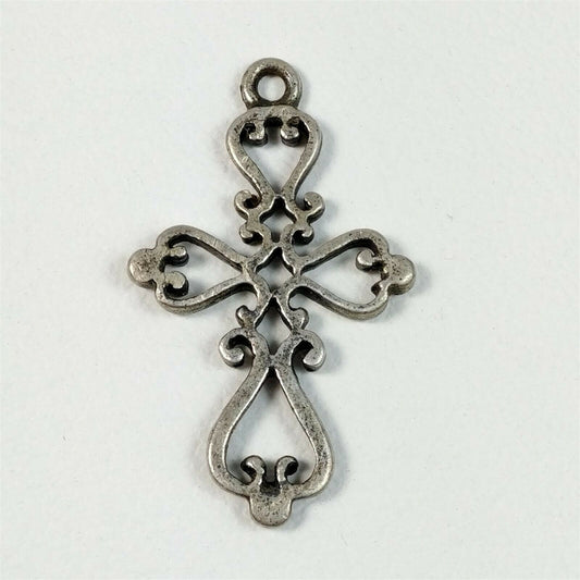 925 Sterling Silver Cross Religious Pendant Charm Celtic Swirl Scroll 1"